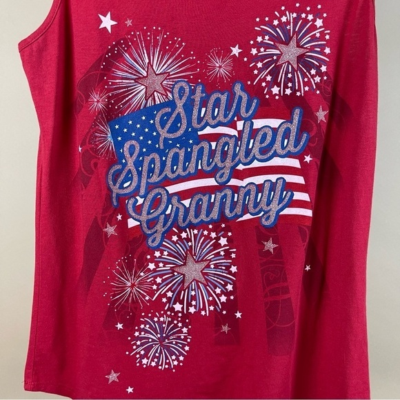 Vintage Star Spangled Granny Size Medium Fireworks 4th of July Patriotic Tank - Picture 3 of 6